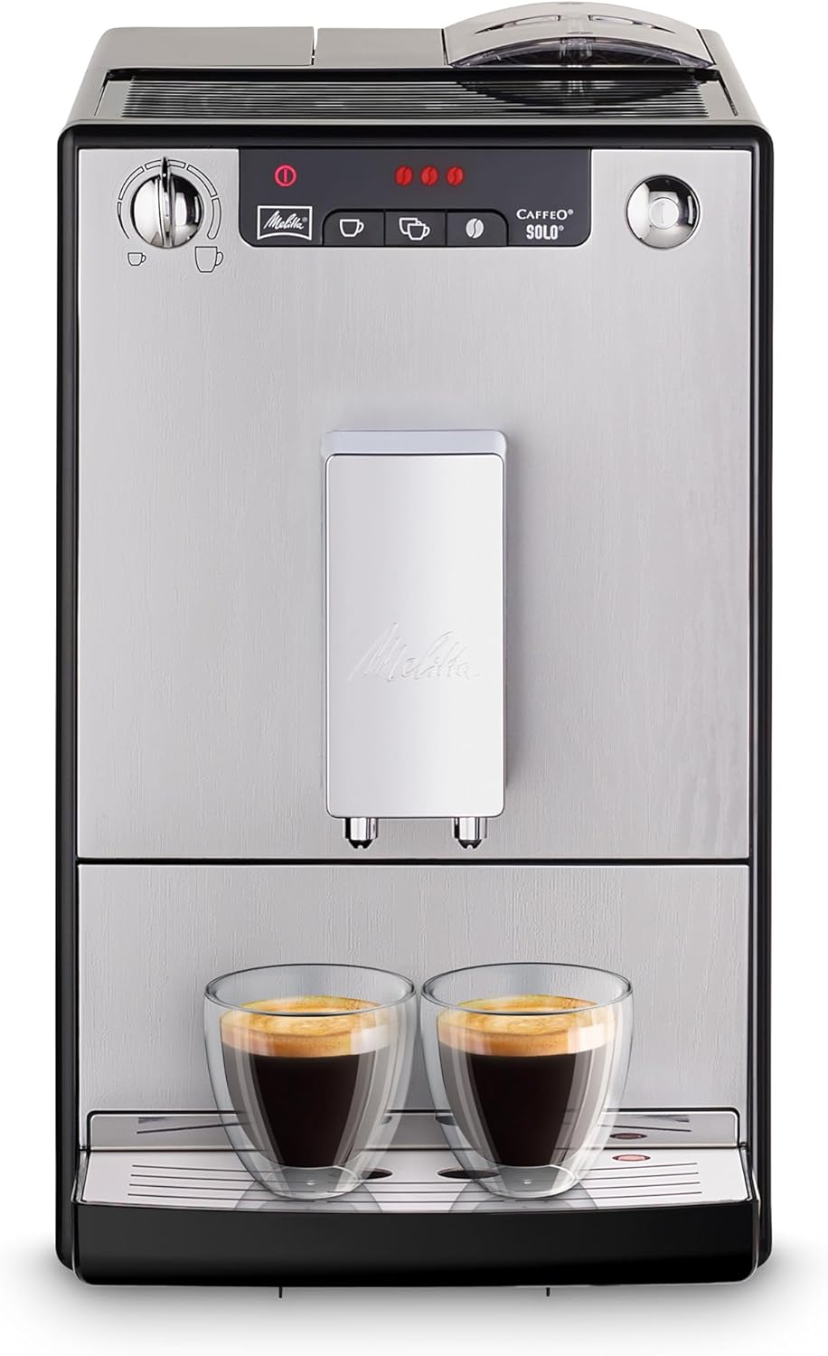 machine à café Melitta | cafetière, 1400 W – Noir/Argent | Solo Argent, à Grains avec Broyeur et Système d'Extraction des Arômes