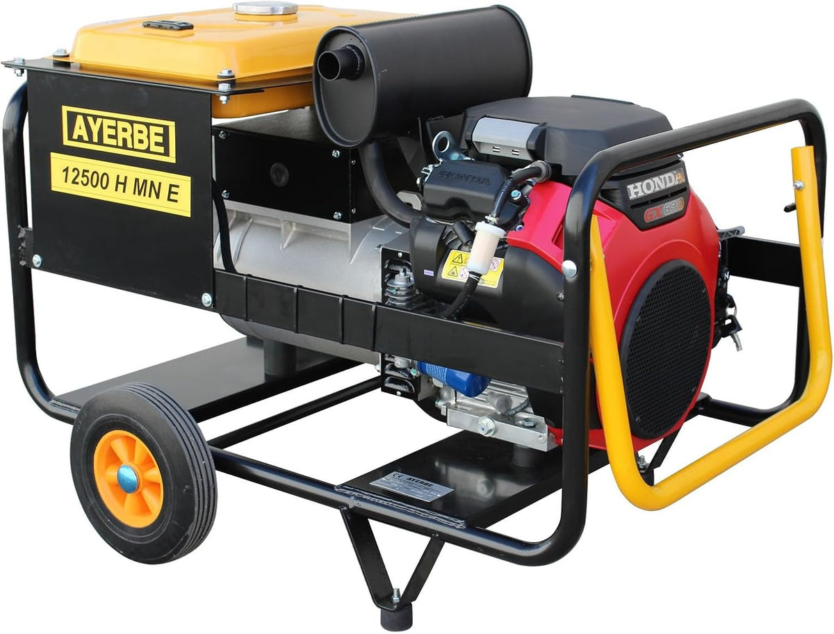 groupe électrogène Ayerbe | Noir/Jaune/Rouge, generadores moteur – Générateur portable ay12500hmn Honda essence électrique/A