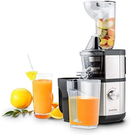 centrifugeuse KLARSTEIN | 400 W, Noir/Argent – Fruitberry | Presse-Fruits Vertical, Grande Ouverture de Remplissage