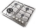 table de cuisson Xigner – 580 x 520 mm | 830 x 470 mm, Argent/Noir – Plaque de cuisson à gaz | en acier inoxydable
