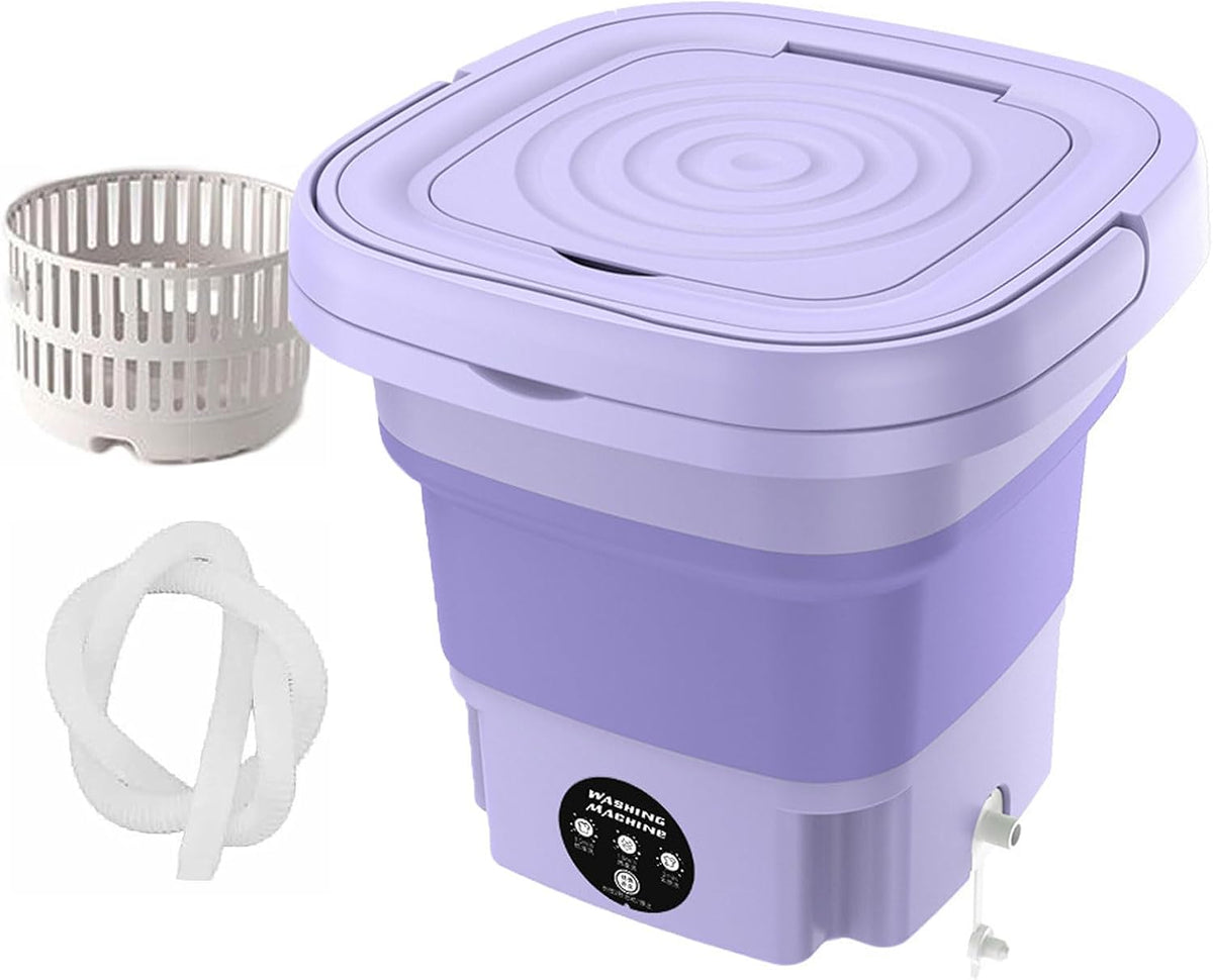 Generic lave-linge, machine à laver – Violet/Blanc | Ensemble et sèche-linge portable, mini laveuse pliante violette – charge par le haut