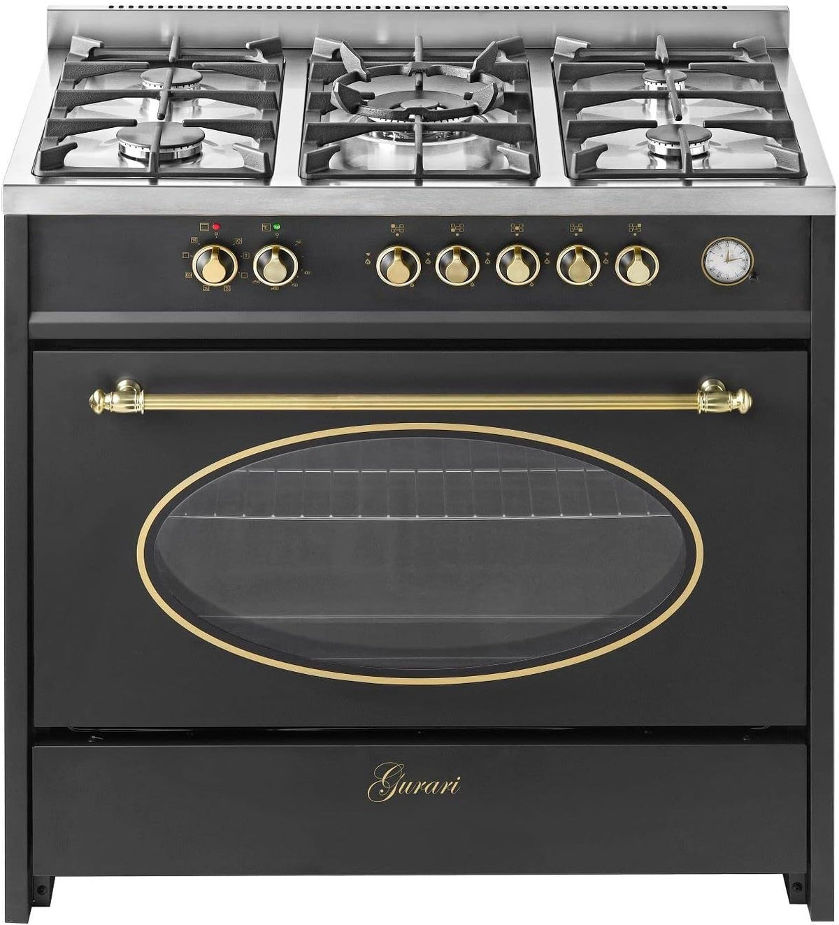 Cuisinières Gurari | 90 cm, 121 L – 4 kw | Noir/Or, Cuisinière à gaz GCH E 914 BL r