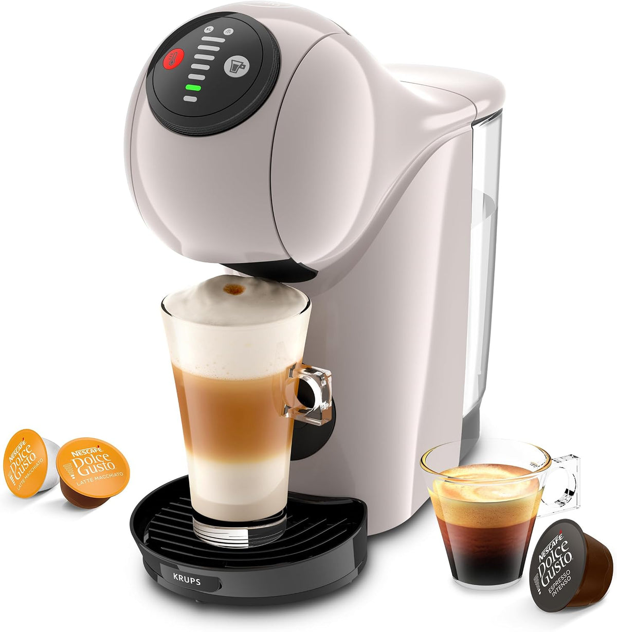 machine à café Nescafé Dolce Gusto | cafetière, Blanc – Krups KP243A GENIO S à capsules pour différentes boissons | compacte