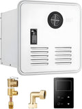 COAKUE chauffe-eau, 000 BTU – 12 V | 15 x 15, Blanc/Noir – instantané au Propane pour Camping-Car | débit Maximal de 3