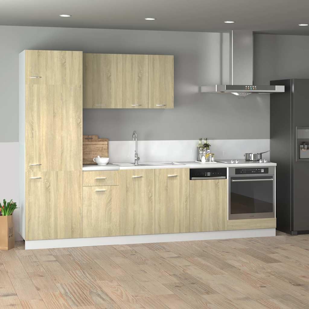 armoire kithwjll, bois – chêne Sonoma | Lyon Ensemble de 7 meubles de cuisine en bois de avec tiroirs et haute