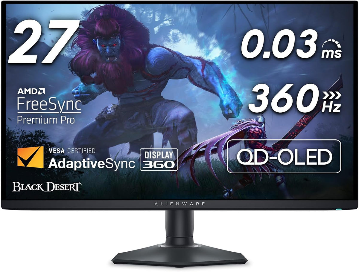 Alienware Écrans PC, 2560x1440 – Noir | AW2725DF 27' QHD ( ) Écran PC Gaming, AMD FreeSync Pro – 99.3% DCI-P3