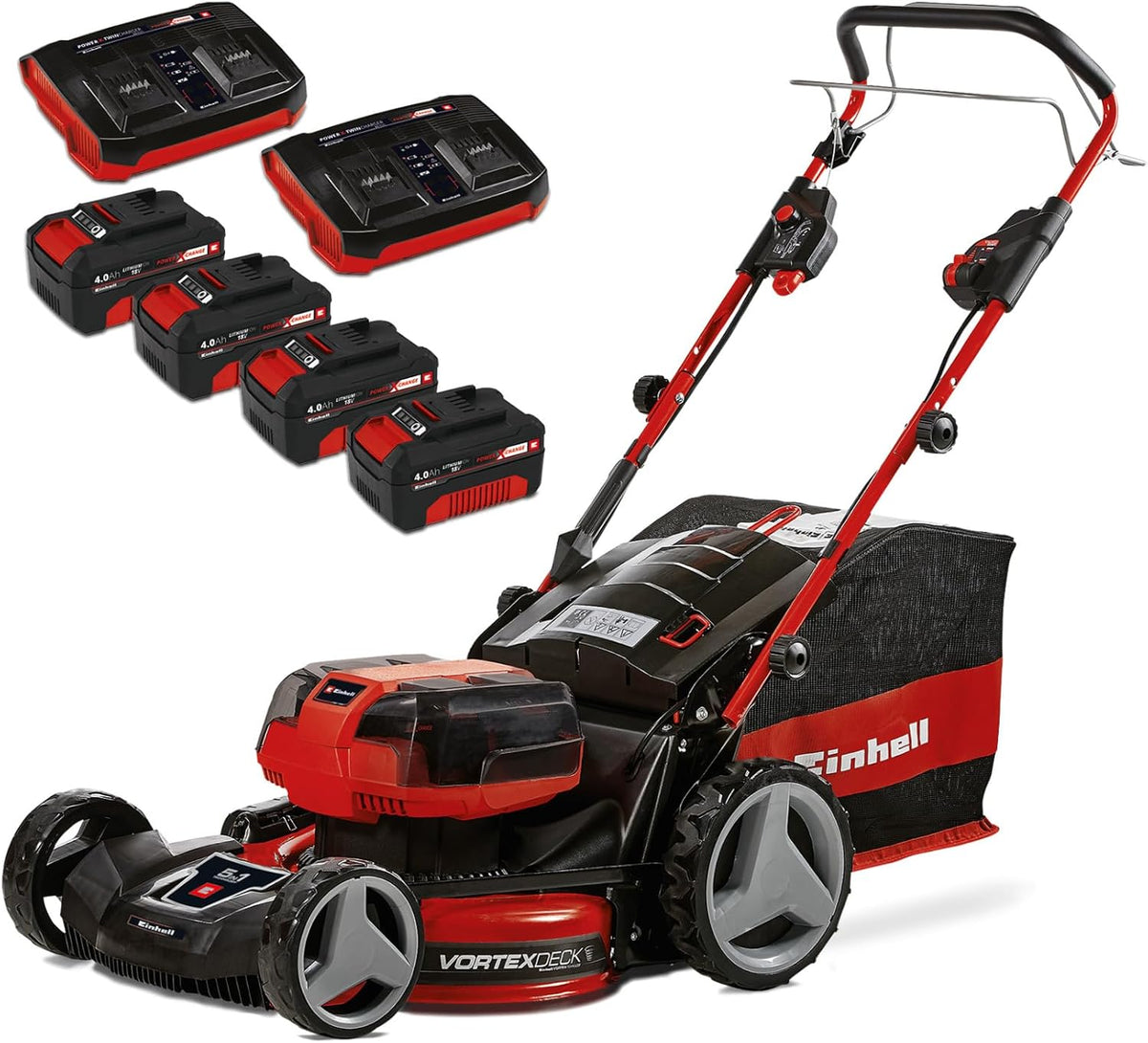 Einhell tondeuse à gazon, 36 V – 47 cm | 4,0 Ah, Rouge/Noir – Professional sans Fil GP-CM 36/47 S HW Li Power X-Change (