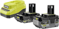 batterie RYOBI | 18 V, 4,0 Ah – 2,0 Ah | Jaune/Noir/Gris, Pack Chargeur Rapide 2 – 0A + Lithium+ + One+ | RC18120A-242X