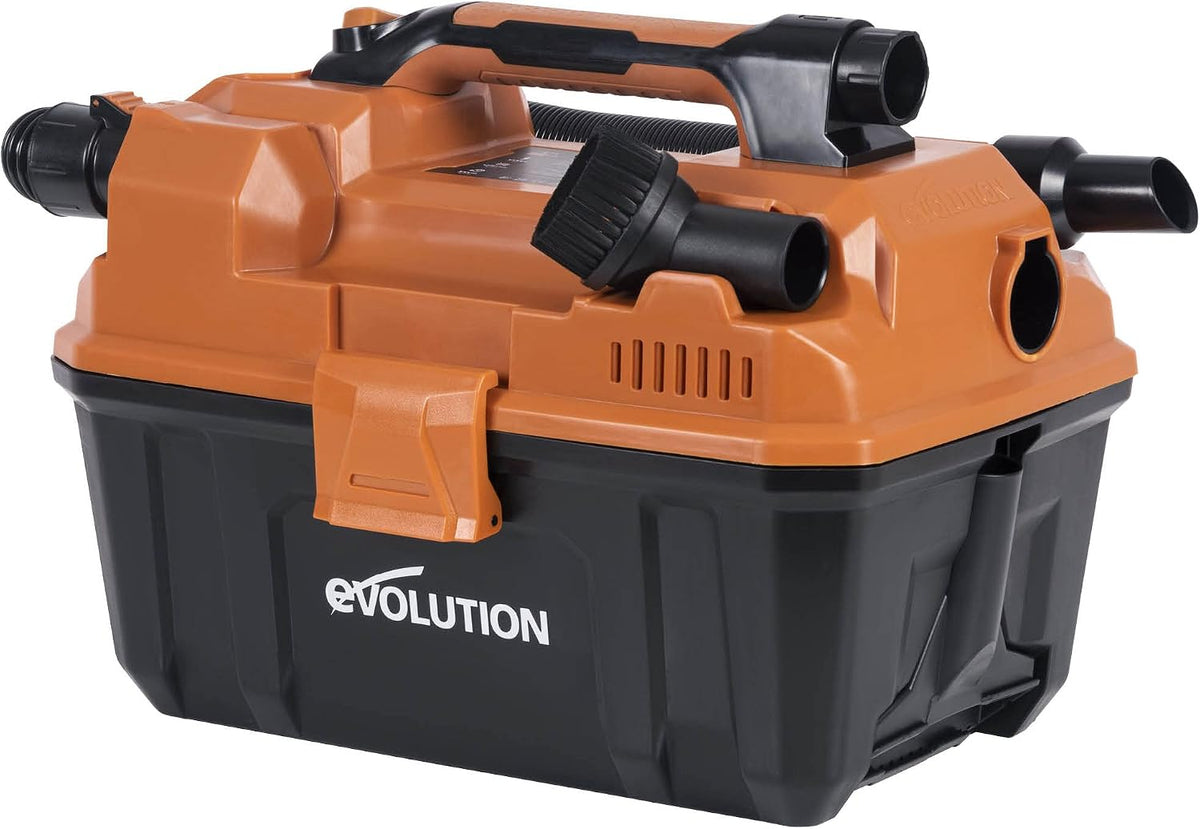 aspirateur eau et poussière Evolution Power Tools | Orange/Noir, moteur puissant et fonction souffleur - Comprend des buses et filtres