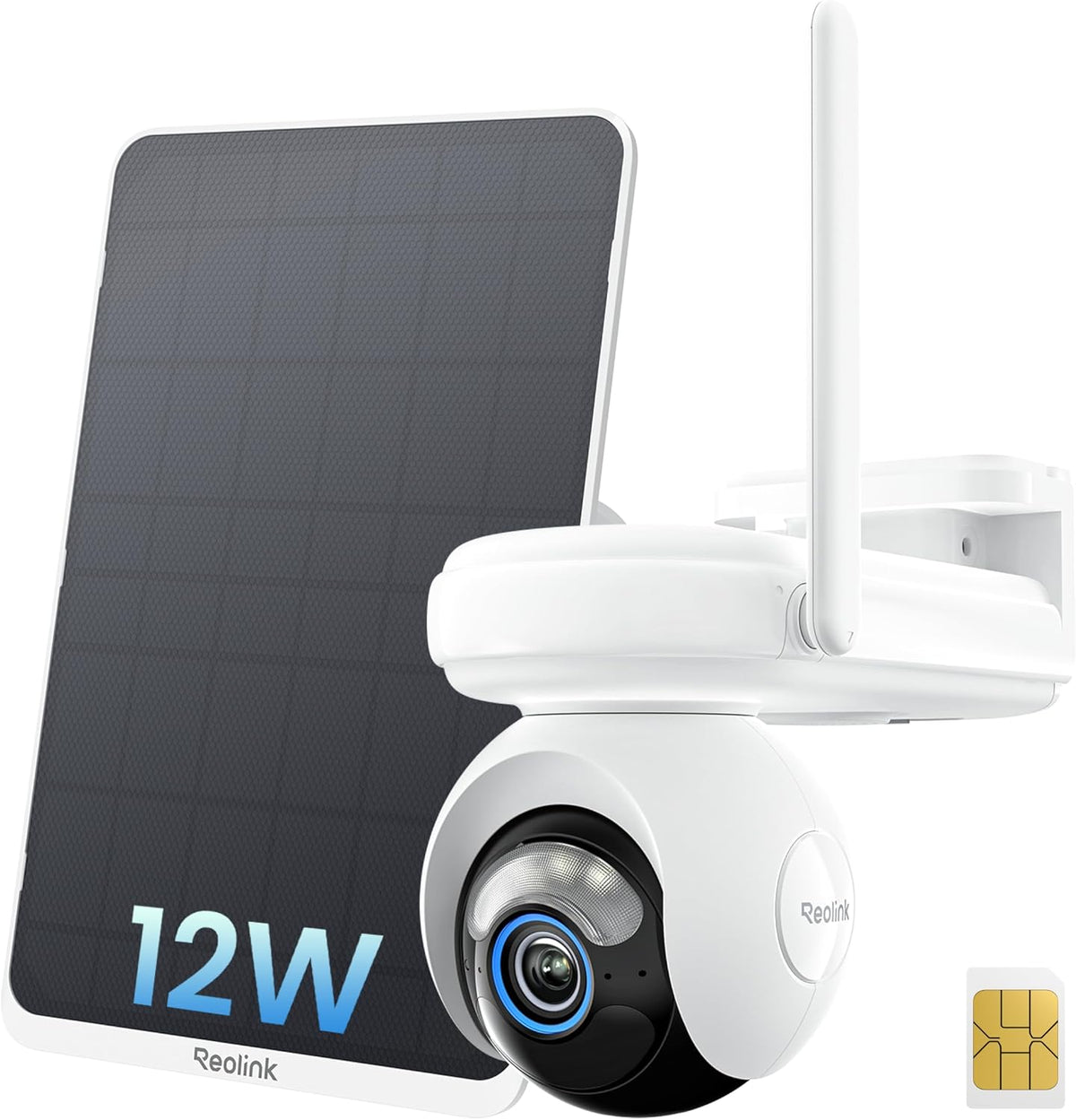 panneau solaire Reolink – 4G | 12 W, Blanc/Noir – LTE Caméra de Surveillance sans Fil 360° | Batterie 20000 mAh