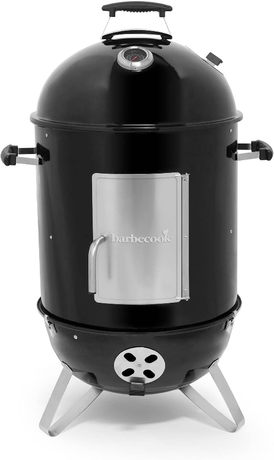 fumoir Barbecook – 44 cm | 61X54X112 cm, Noir/Argent – Oskar M 3 en 1 | barbecue et brasero pour fumage à chaud et froid