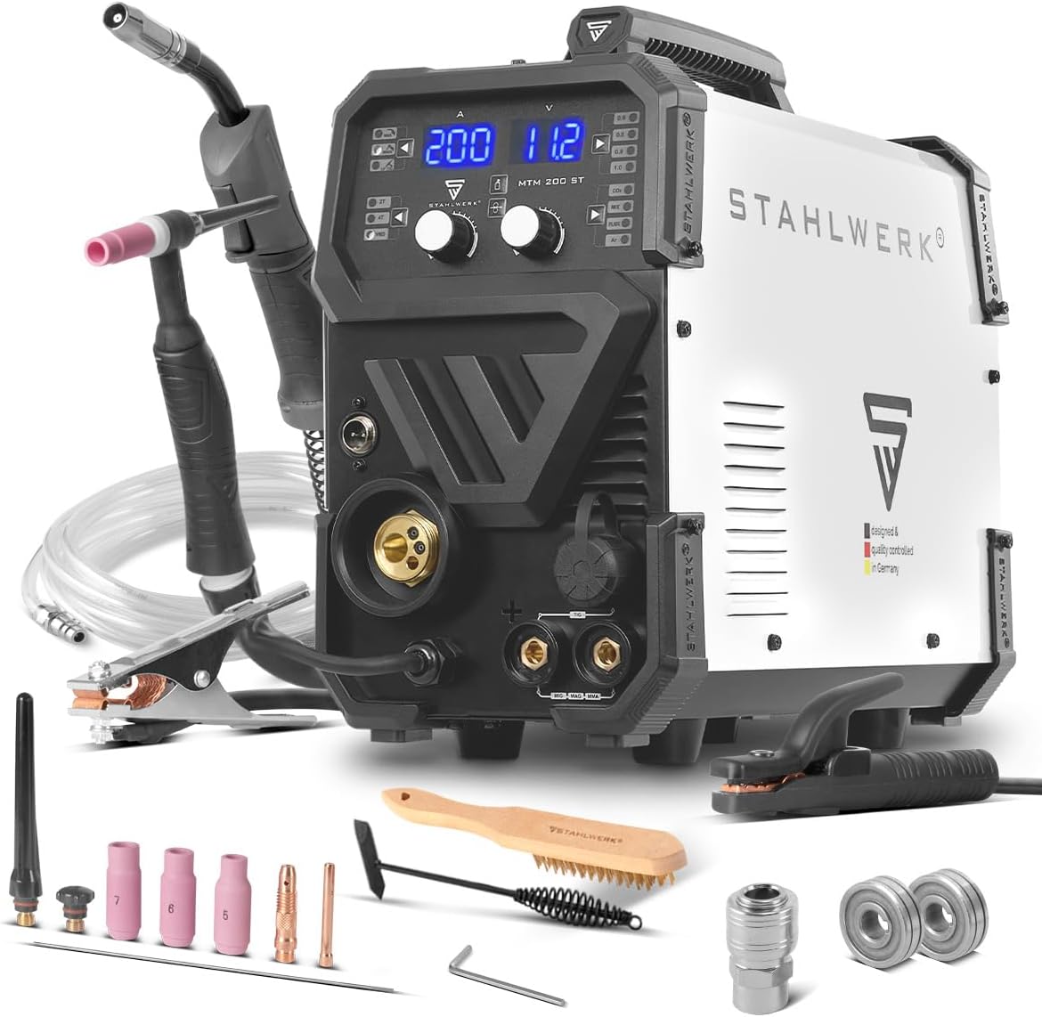 Équipement pour soudage TIG STAHLWERK – Noir/Blanc | Poste à souder combiné 3-en-1 MTM-200 ST, Inverter combiné pour TIG