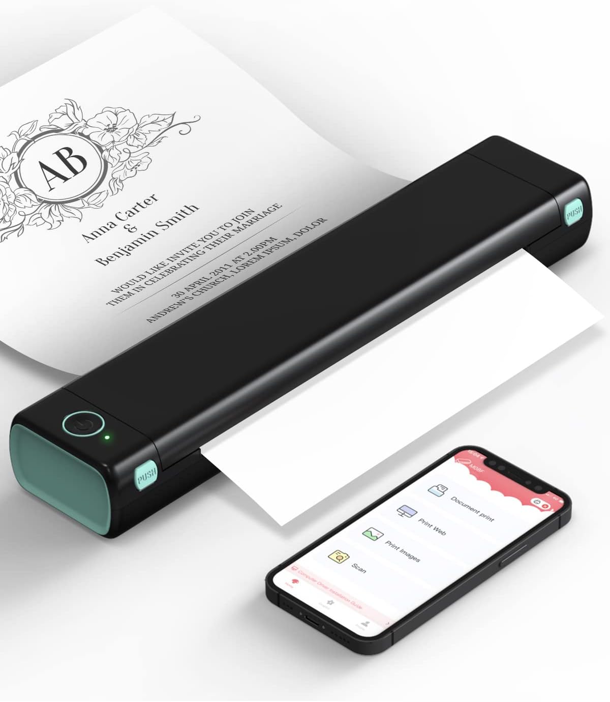 Imprimantes thermiques portables Phomemo – Noir/Vert | M08F Imprimante Portable, Imprimante Compacte Thermique sans Encre