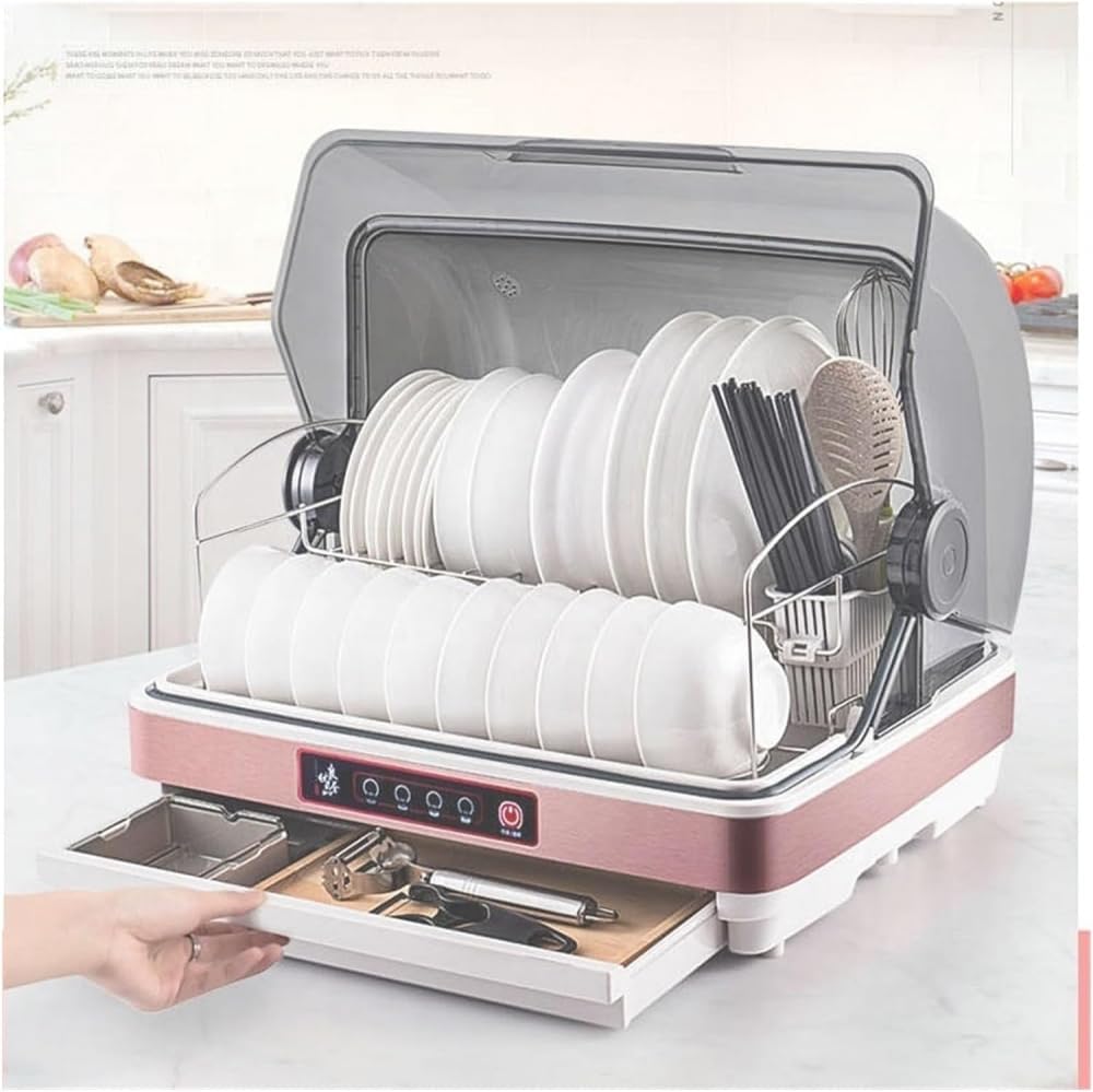 armoire Lave | 47 x 40 x 39 cm, 42 l – Gris/Rose/Blanc | vaisselle de table, petit et compact – nettoyage impeccable