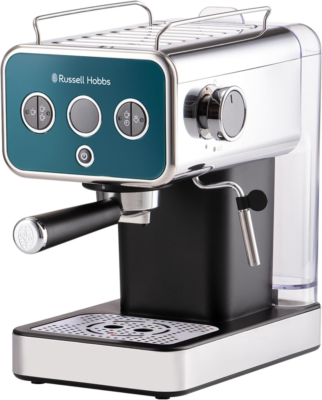machine à café Russell Hobbs | Bleu/Noir/Argent, Cafetière [Machine Expresso Design Vintage] Distinctions Océan (15 Bars