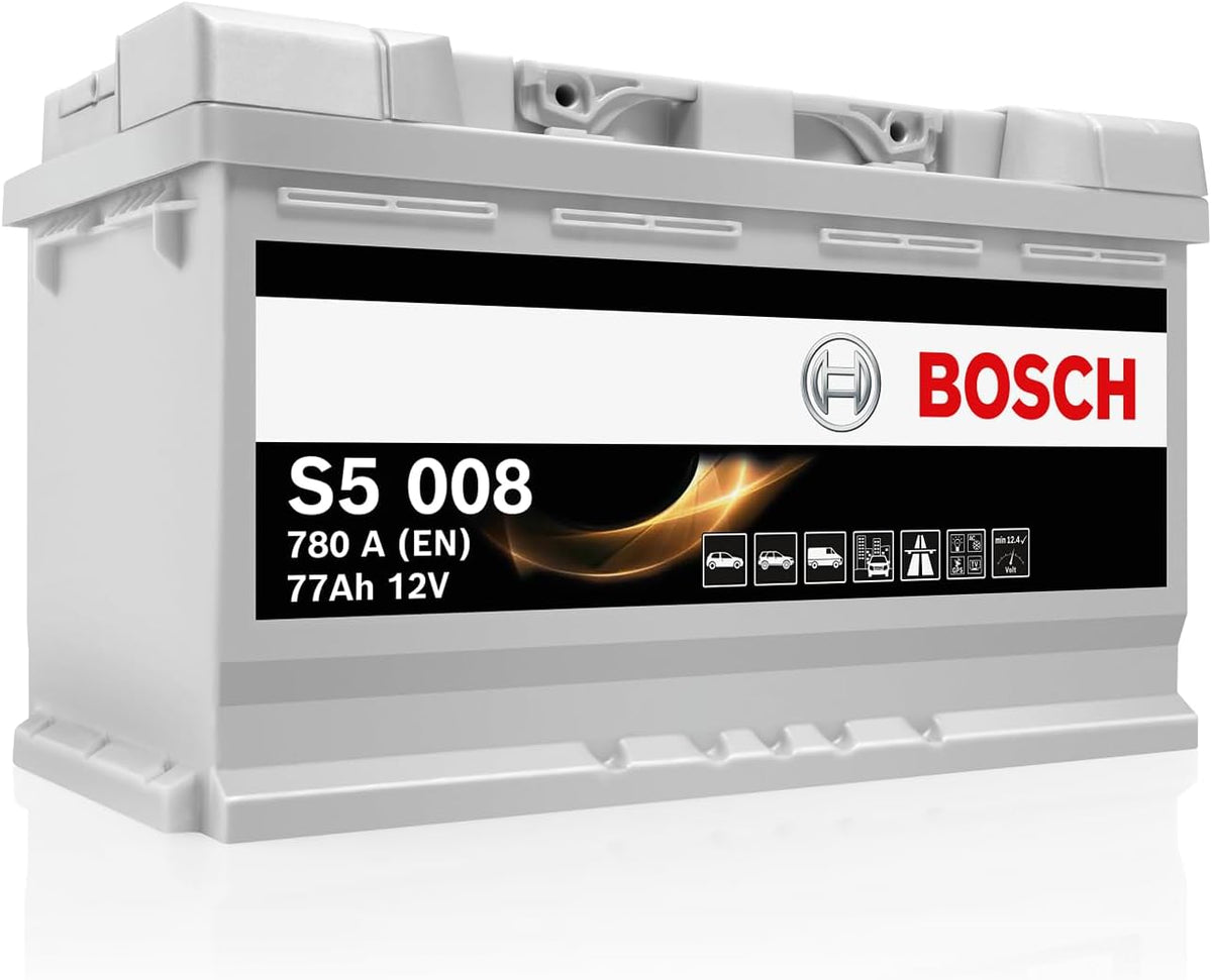 Batteries de voiture Bosch | 12 V, 278 x 175 x 190 mm – Gris | S5 008 Batterie Auto 77 A/h - 780 A - Batterie