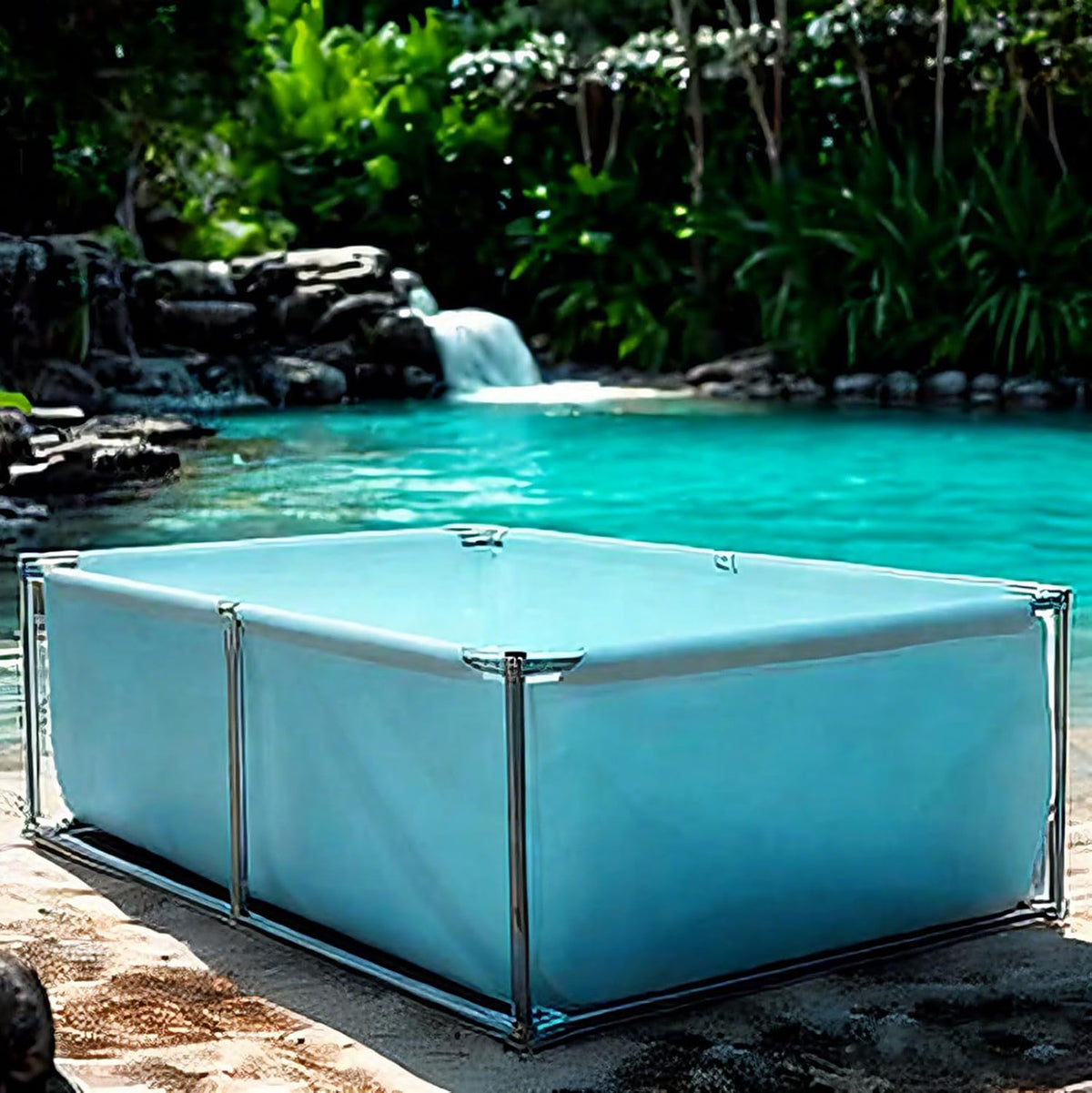 Structures pour piscines Piscine – Structures pour s | Bleu, hors sol – cadre en acier durable | montage facile, rustine de réparation