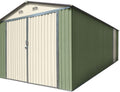 X-METAL Abris de jardin, 18 m – Vert Pâle/Crème | Garage en Acier Galvanisé ², Double Porte – Couleur Vert Pâle et Crème