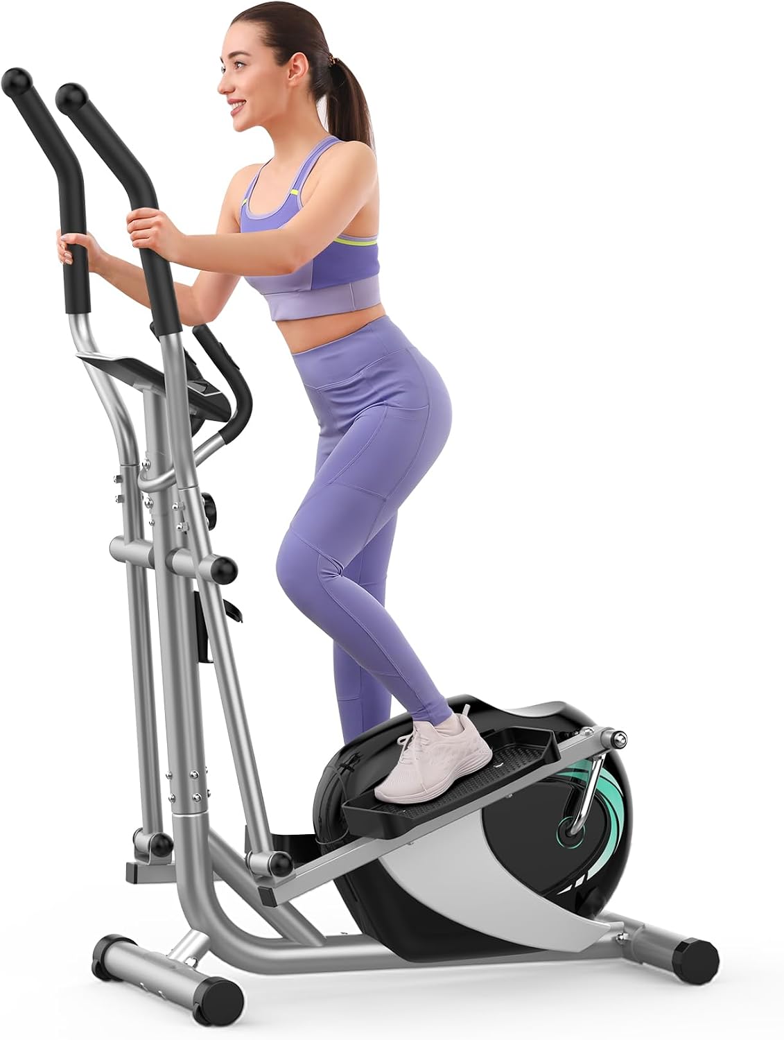 Dripex Vélos elliptiques, 120 kg – Noir/Argent | Velo Elliptique pour la Maison, 8 Niveaux de Résistance Réglables