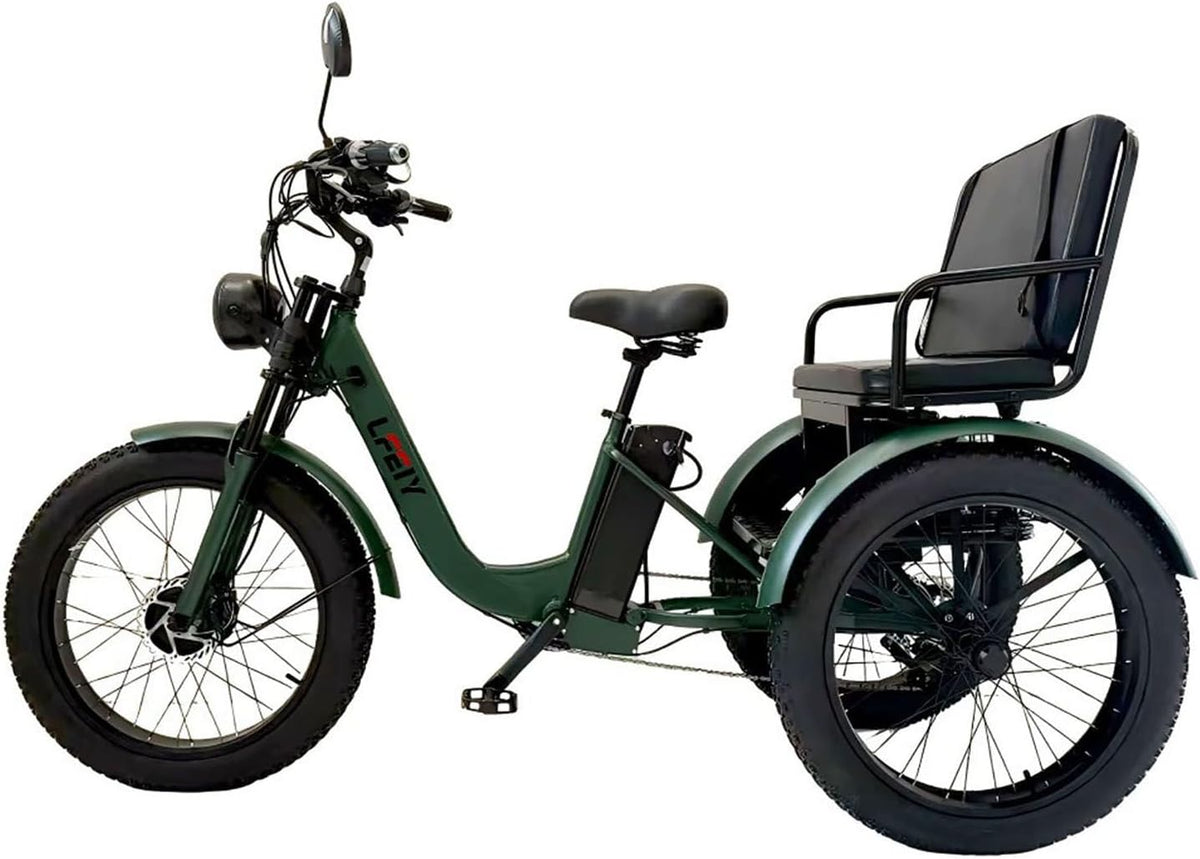 Vélos électriques flatpincololee – Vert | Tricycle Électrique pour Adultes avec Pédales, Vélo Électrique 3 Roues à Assistance au Pédalage