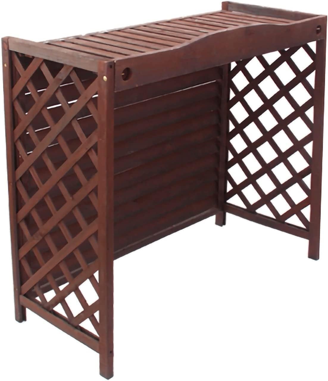 Cache cache climatiseur, climatiseur – 85 x 35 x 80 cm | Brun, climatiseur Rustique en Bois avec Support pour Plantes