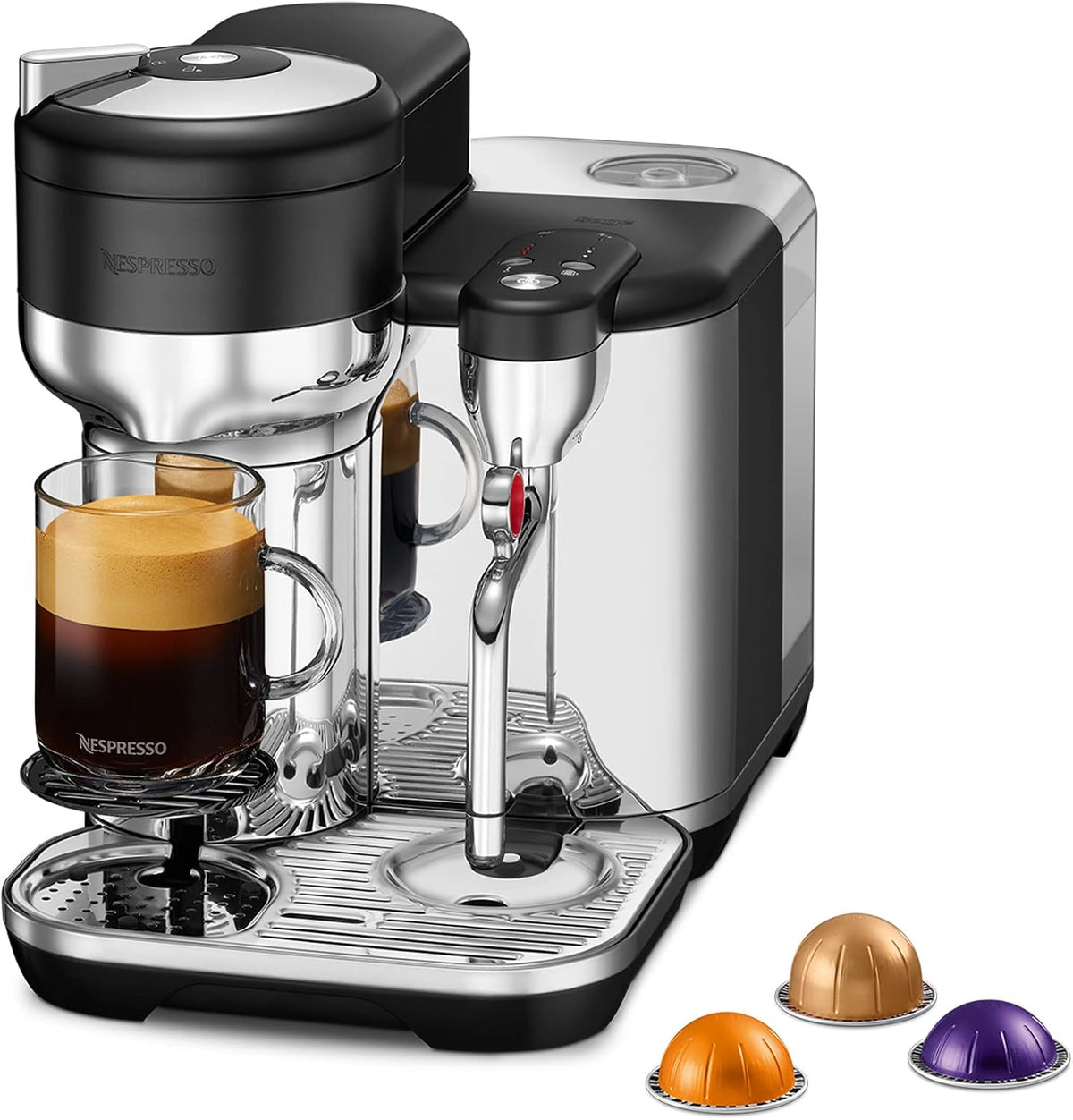 machine à café Nespresso – cafetière | 2.0 Litres, Noir/Argent – Vertuo SVE850BTR4EBL1 Lattissima | Système pour Recettes de Cafés