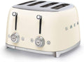 grille-pain Smeg | 36 mm, 2000 W – Crème | 4 Tranches TSF03CREU, 4 Fentes – 6 Niveaux de Brunissage | Fonction Chauffage