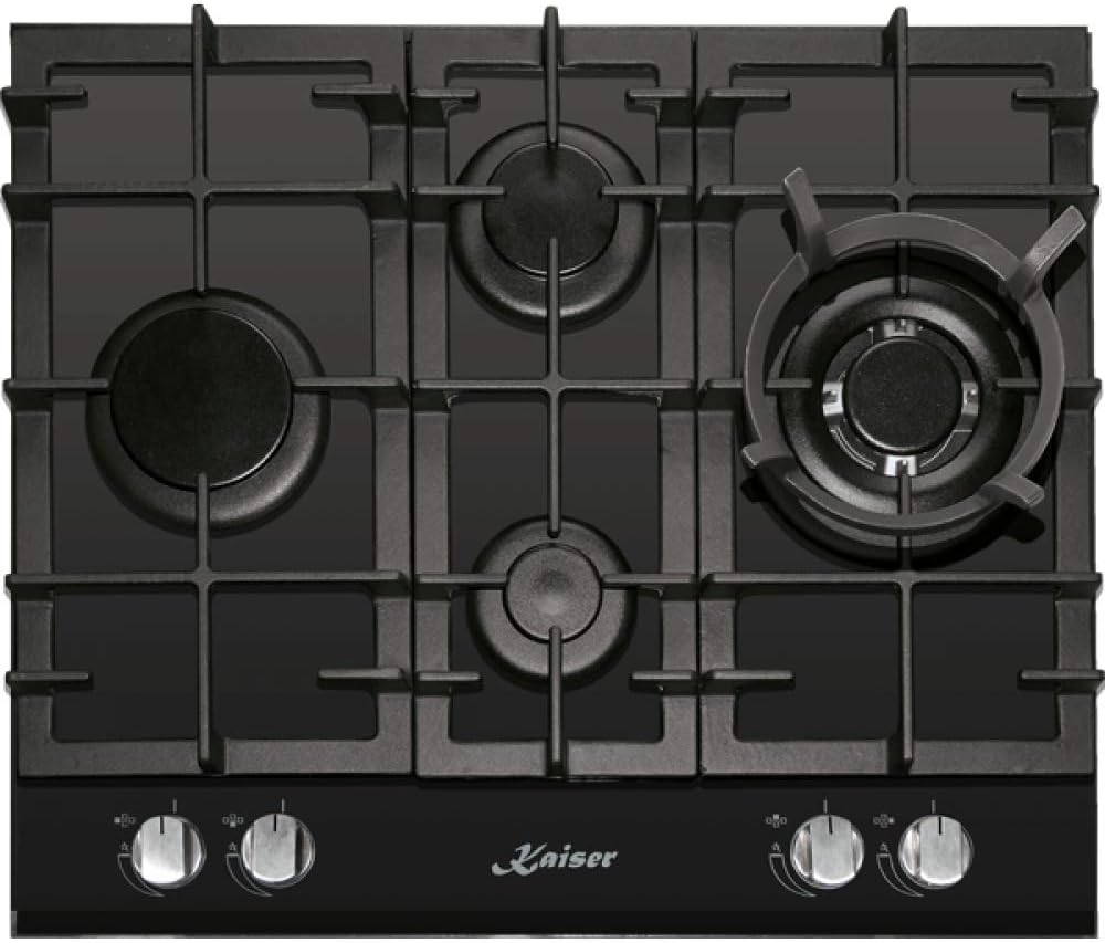 table de cuisson Kaiser, 60 cm – 3,8 kW | Noir, KCG 6394 Turbo – plaque de cuisson au gaz