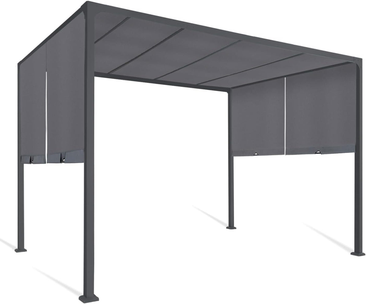 IDMarket Belvédères, 3x3 M – Gris Anthracite | Pergola coulissante 2 pans belvédère de Jardin Toile