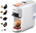 Cafelffe machine à café, cafetière – 44 mm | 1450 W, Blanc/Cuivre – MK-606 à capsules à service 5-en-1 | Machine à expresso chaud/froid 19 bars