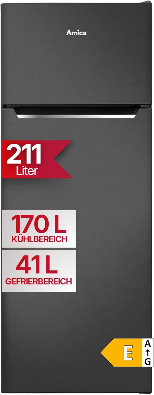 Amica réfrigérateur, frigo – 211 L | 144 x 54 x 55 cm, Noir