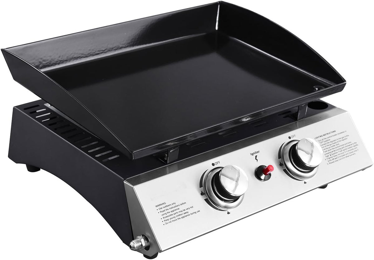 Happy Garden plancha, 5 kW – Noir/Acier Inoxydable | au gaz Mala - 2 brûleurs