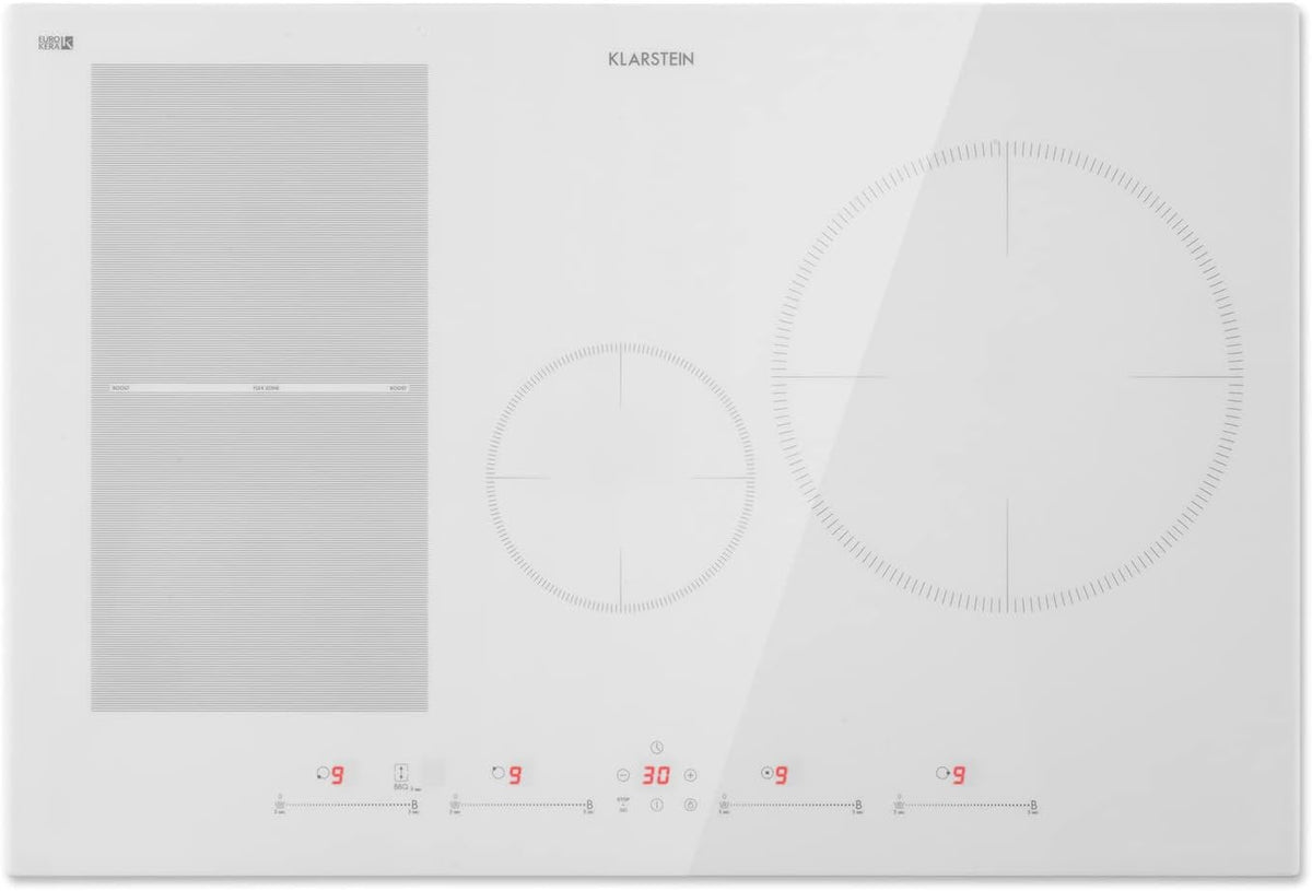 Tables de cuisson KLARSTEIN | 7000 W, 80 cm – Blanc | Delicatessa - Table à Induction Hybride Encastrée Autonome