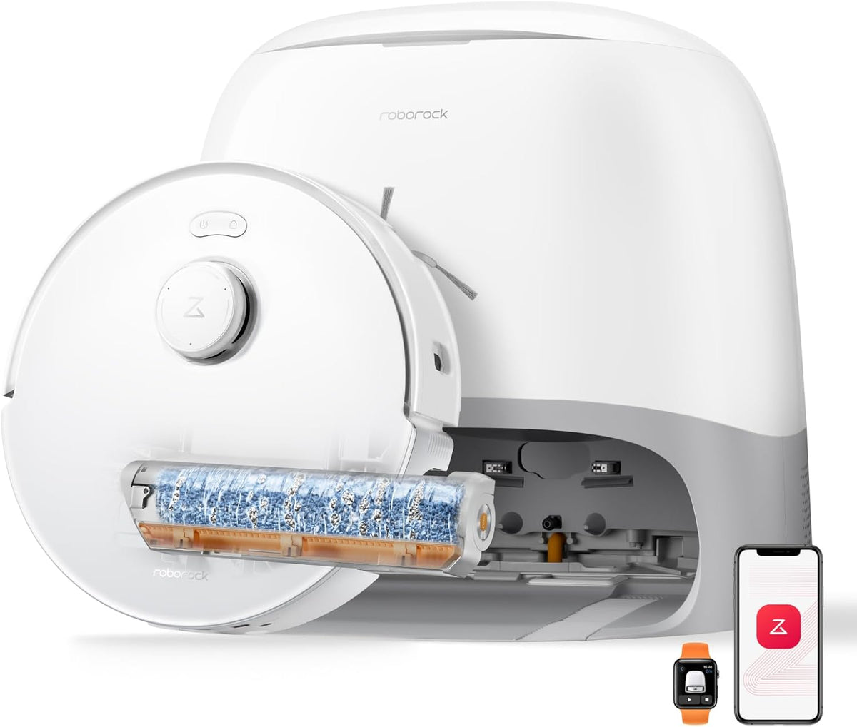 robot aspirateur roborock – Blanc/Gris | Qrevo Curv 2 Flow Aspirateur Robot Laveur Roller avec 20.000 Pa, Nettoyage SpiraFlow en Temps Réel