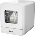 Hermitlux Lave-vaisselles posables, 5 L – Blanc | Mini lave-vaisselle de table, 6+1 Programmes de lavage – 5 Couverts et réservoir d'eau
