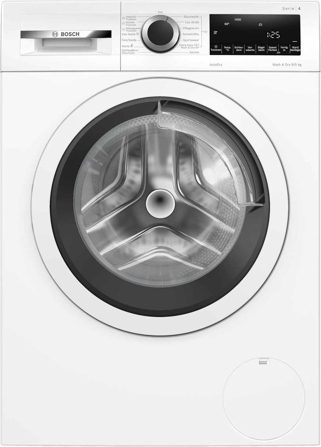 lave-linge Bosch | machine à laver, 8 kg – 5 kg | 1400 tr/min, Blanc – WNA13470 Série 4 | lavage et séchage, séchage optimal AutoDry