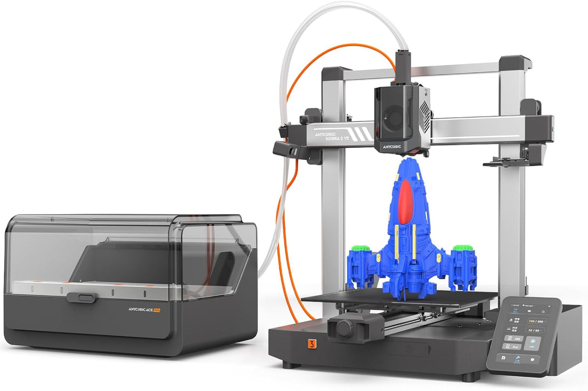 Imprimantes 3D ANYCUBIC – 600 mm | 260 mm, Noir/Gris/Bleu/Rouge/Vert – Kobra 3 V2 Combo Imprimante 3D | Intelligente Multicolore Impression