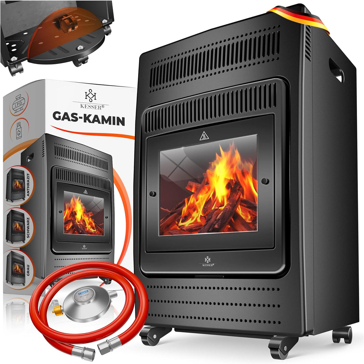 KESSER Appareils de chauffage extérieur, 400 W – 11 kg | Noir, Chauffage à gaz Poêle à gaz Radiateur infrarouge 3