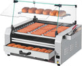 VEVOR Électroménager spécialisé, Argent/Orange – Rouleau à hot-dogs | 11 rouleaux, 30 hot-dogs – machine à griller les saucisses en acier inox
