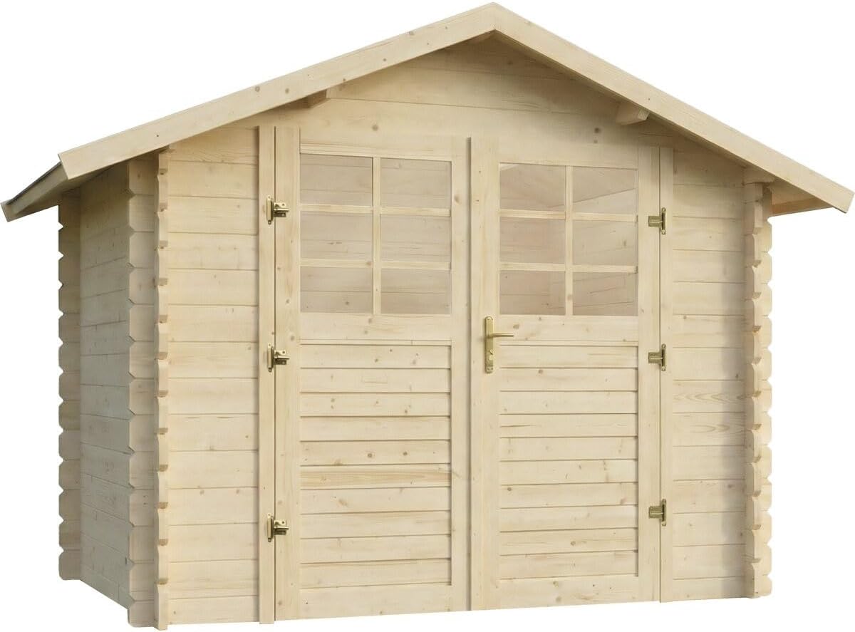 Abris de jardin Habitat et Jardin – 287 x 241 x 218 cm | 6.94 m, 287 x 241 cm – 28 mm | Beige, Abri de Jardin en Bois Beaufort - ²