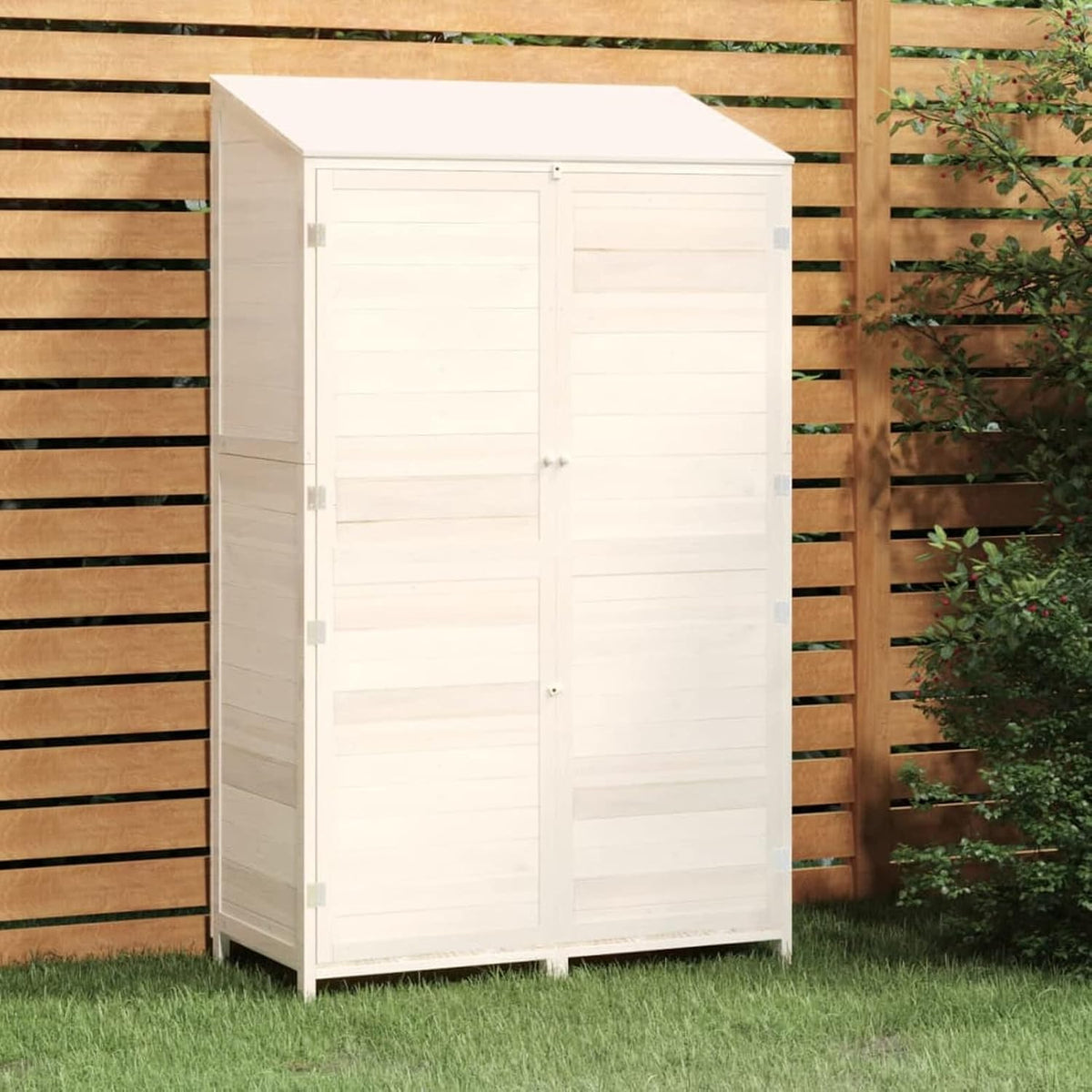 Abri Abris de jardin, s de jardin – 102 x 52 x 174,5 cm | Blanc, de jardin en bois d'épicéa massif – rangement extérieur pour outils et poubelles