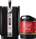 PerfectDraft réfrigérateur, frigo – 6 L | Noir/Argent, Pack Tireuse À Bière + 1 Fût Bud – Machine Pression À Domicile