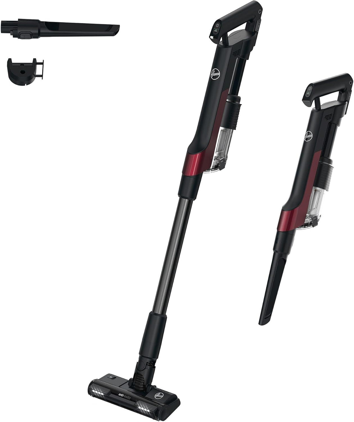 aspirateur balai sans fil Hoover – aspirateur sans fil | Noir/Rouge, HF2 HF201H – Ultraléger & Puissant Turbo Mode | Technologie Ultra Compact x3