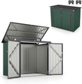 HOMASIS Abris de jardin, 1.7 m – 172 x 101 x 130 | Vert/Gris, Abri de Jardin Métal Exterieur avec Couvercle Rabattable