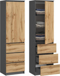 armoire KUBUTKU, 180,5x50x40 cm – Graphite/Chêne