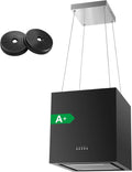 hotte aspirante SNDOAS | 800 m, 40 cm – Noir/Argent | Hotte Ilot Central, 2 Filtres à Charbon – 3 Vitesses + Fonction Boost