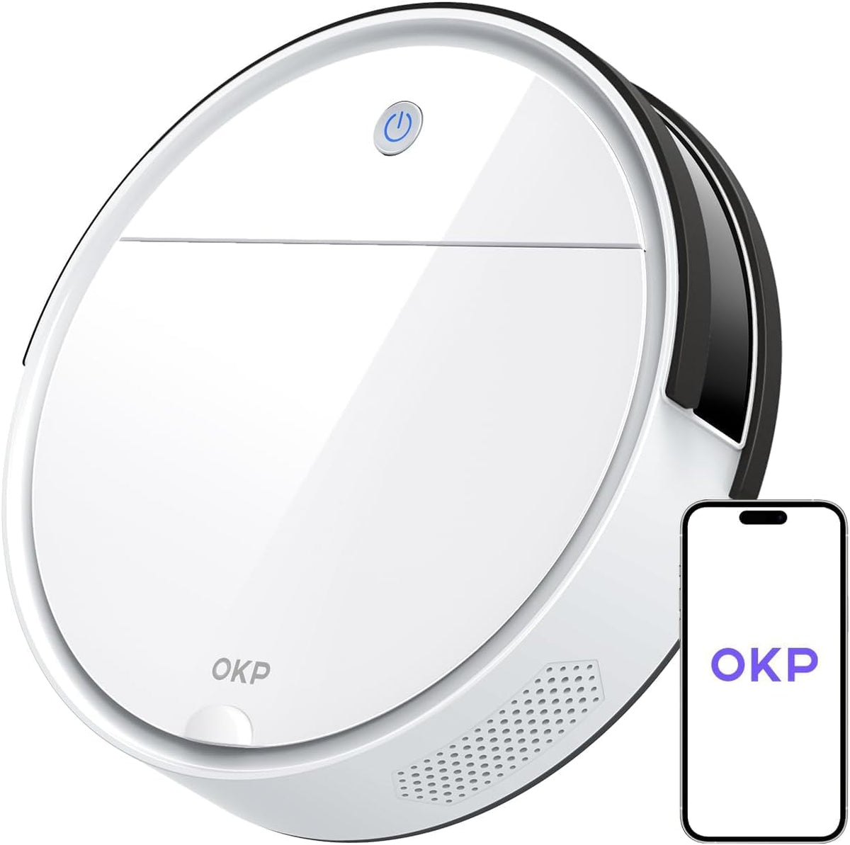 robot aspirateur OKP – Blanc/Noir | Aspirateur Robot K5, Auto-Recharge – Programmable avec 3 Modes de Puissance