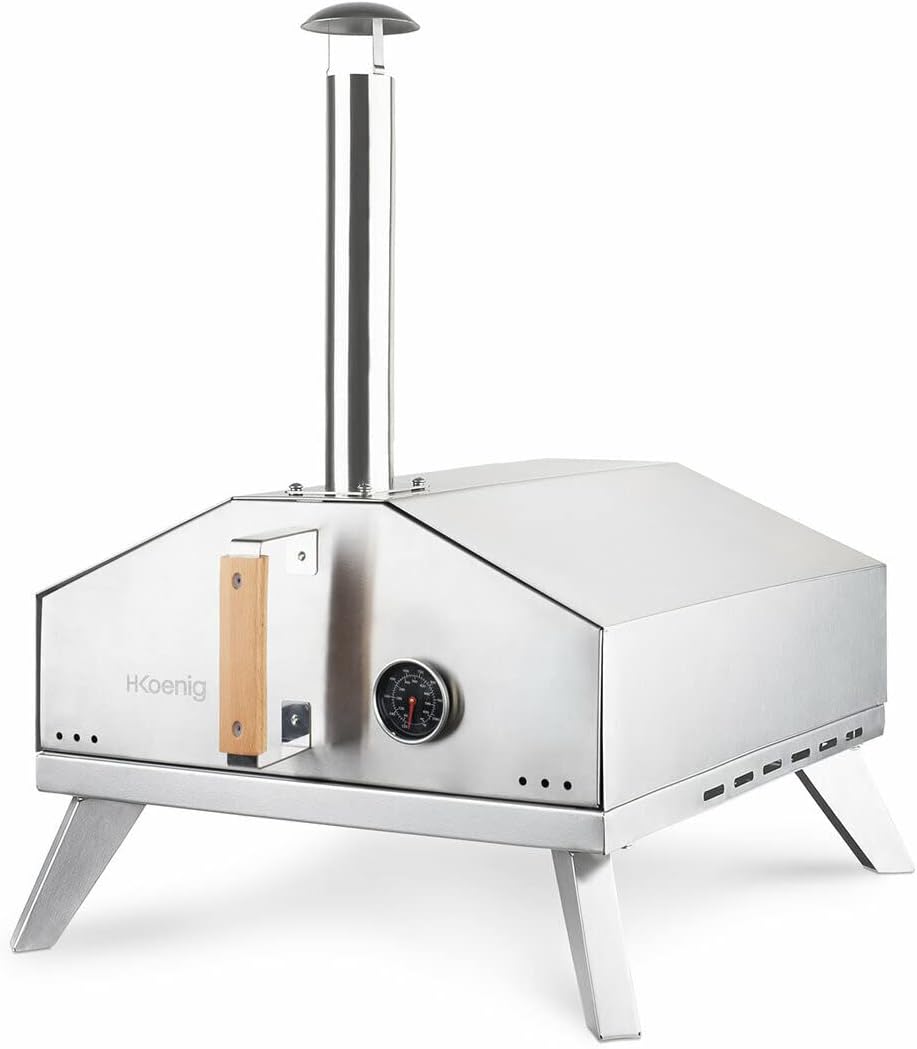 H.Koenig Électroménager spécialisé, 30,5x30,5 cm – Argent | Four à gaz pour Pizza GINO440, Pierre en cordiérite à Pizza