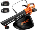 AIVOLT broyeur, 2 x 20 – 4.0 Ah | 40 L, Orange/Noir – Bandoulière | Sac de et 2 Chargeurs pour Jardin Extérieur