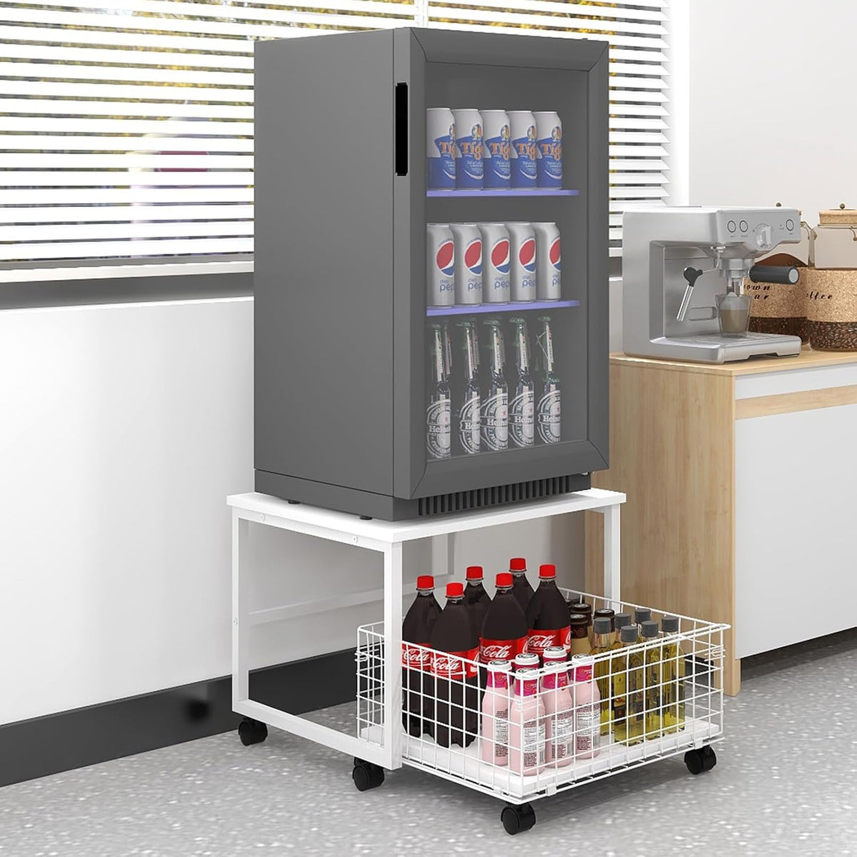 PUNCIA réfrigérateur, frigo – 50x50x43 cm | Blanc/Gris